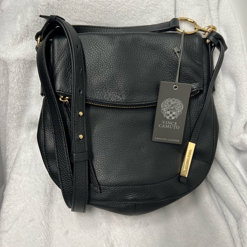 Vince Camuto black leather crossbody purse